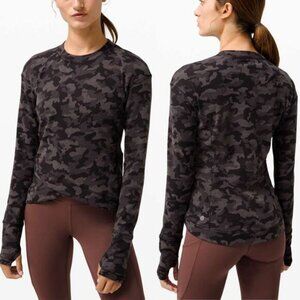 LULULEMON Close to Crossing Long Sleeve Sz 4 Heritage Camo Jacquard Black Lunar